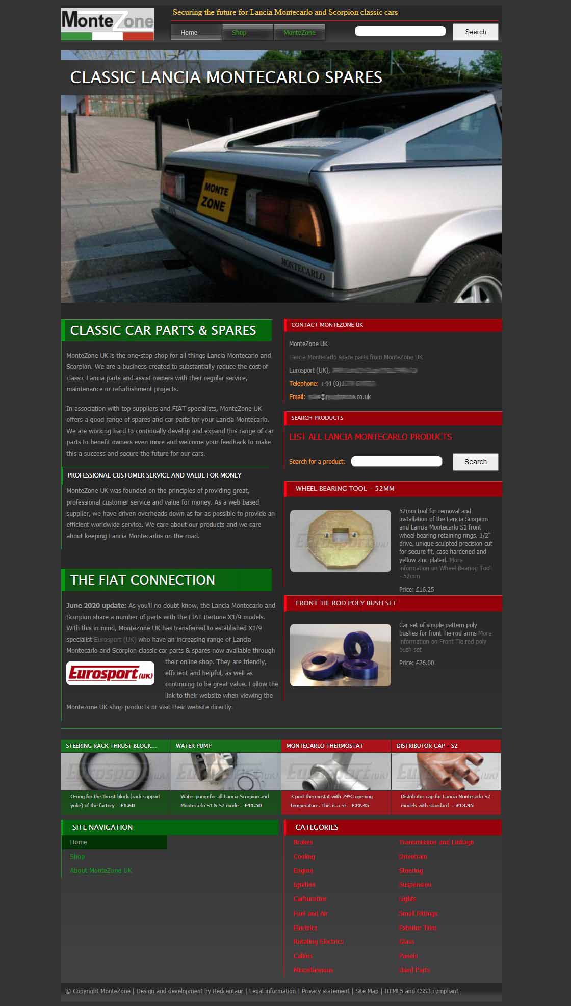 Montezone UK web site (desktop)